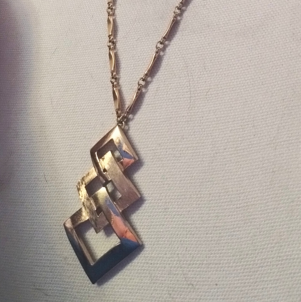 Vtg Monet Triple Interlocking Square Modernist Ab… - image 2